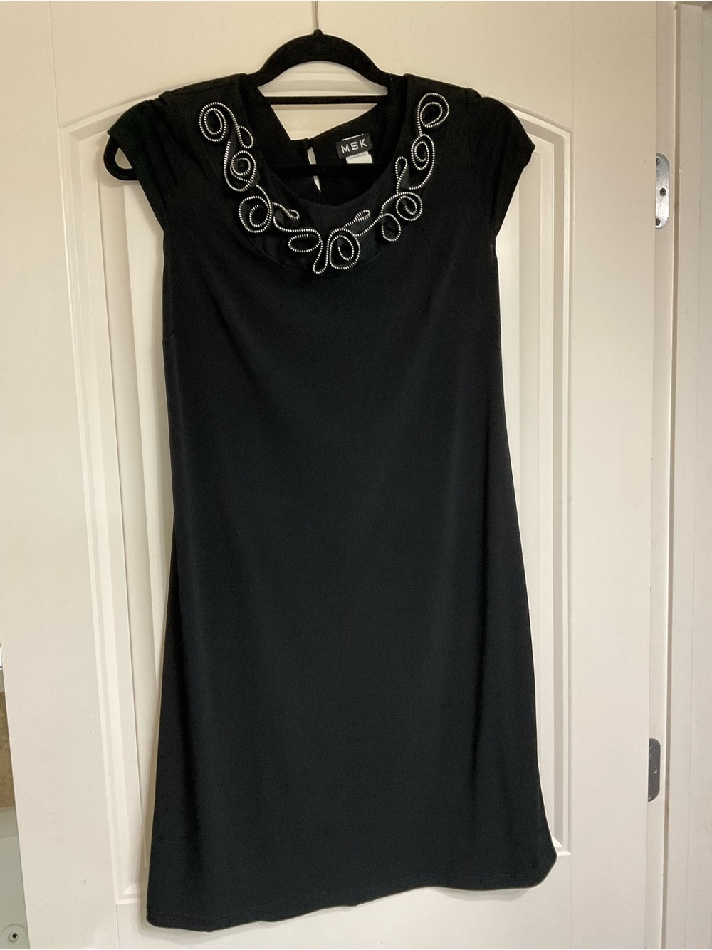 NWOT MSK Black Mini Dress with Silver Embellished Neckline Size 8 - Picture 2 of 11